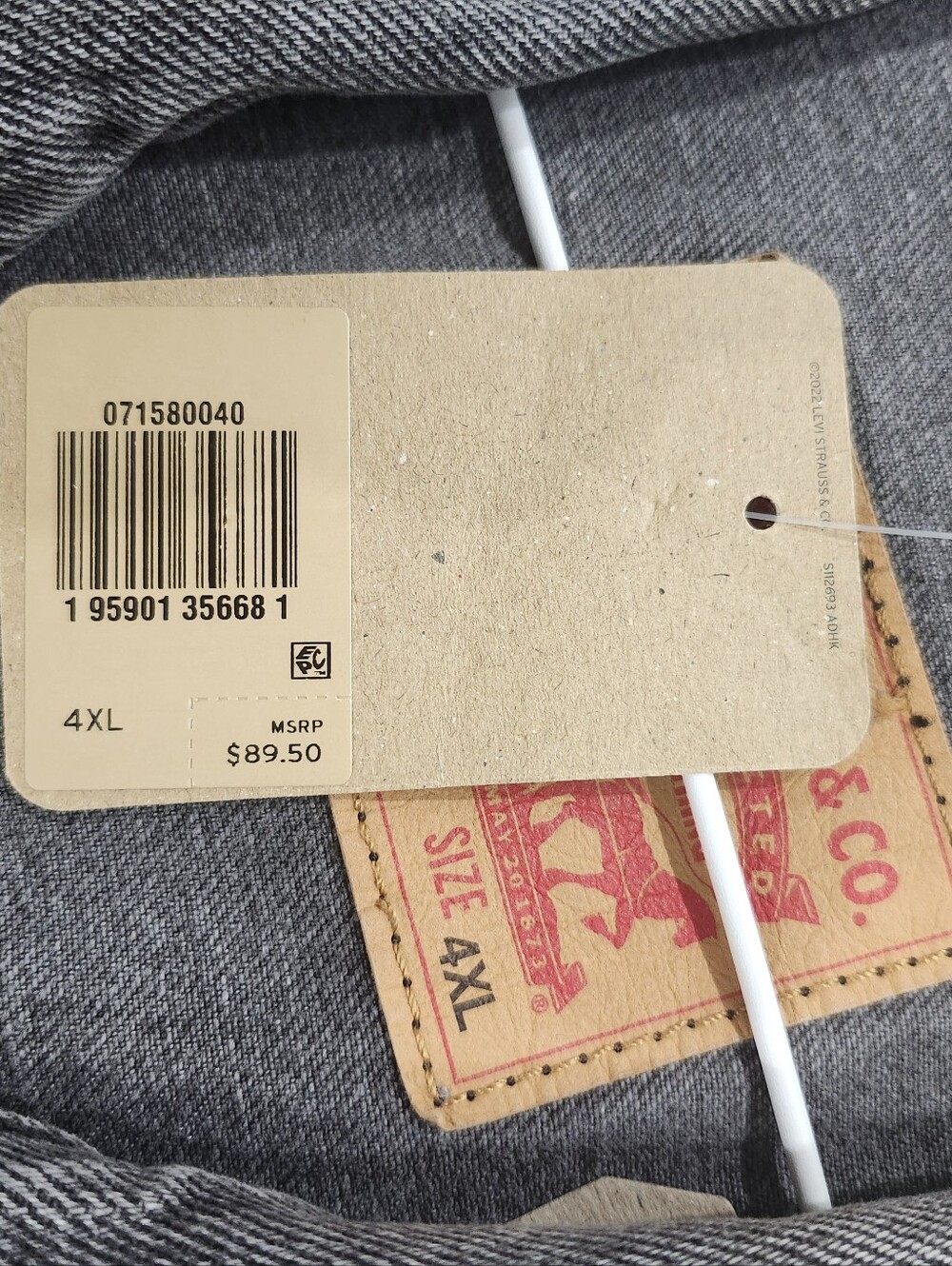 Levi's Men's 4XL Relaxed Denim Trucker Jacket Washed Black Gray New With Tags - Picture 7 of 9